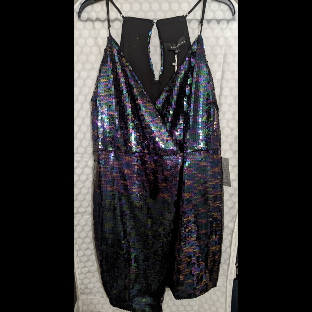 Adelyn Rae Sequin Wrap Dress Asymmetrical
